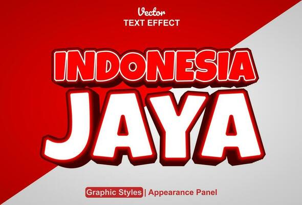 indonesia jaya text effect with graphic style and editable.