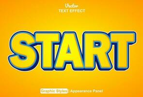 start text effect with orange color graphic style and editable. vector