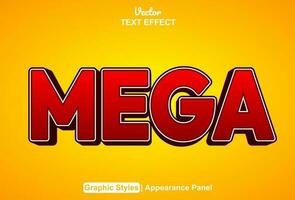 mega text effect with red color graphic style and editable. vector