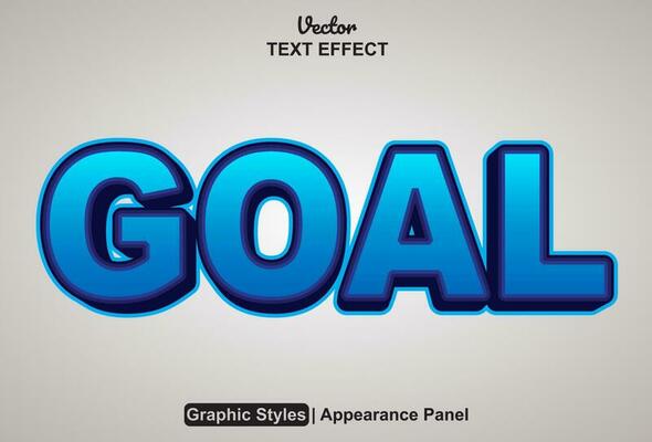 goal text effect with blue graphic style and editable