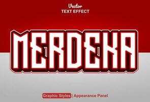 merdeka text effect with graphic style and editable. vector