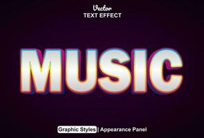 music text effect with purple graphic style and editable. vector