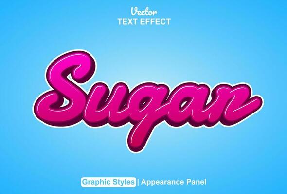 sugar text effect with pink graphic style and editable.