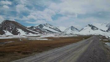 Snowy Landscapes And A Road In The Mountains, Aerial View video