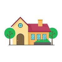 Modern Cottage House Mortgage real estate housing flat facade design architecture front view vector