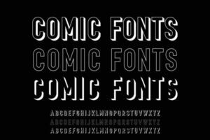 Creative comic style typeface font vector. Modern typography style with shade and linear illustration vector