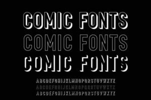 Creative comic style typeface font vector. Modern typography style with shade and linear illustration vector