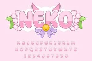 decorative pink cat editable text effect vector design