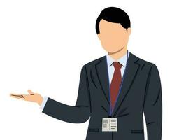 businessman pointing to empty copy space or businessman with gesture vector