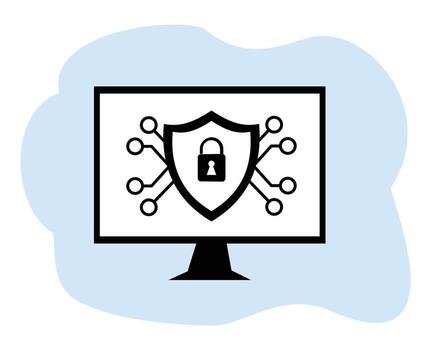computer and padlock icon. internet security and data protection vector
