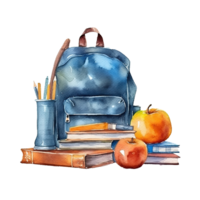 Watercolor back to school background. Illustration png