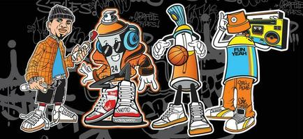 A set of graffiti character illustrations. Graffiti vector illustrations