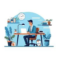 Business person working on laptop Flat Illustration vector