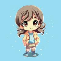 little girl Anime Cartoon Character Illustration vector