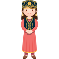 flicka i uzbekistan nationell kostym png