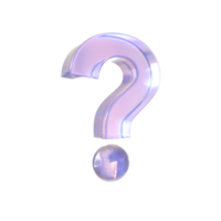 crystal  Question mark Symbol 3D on isolated background. 3D render. png