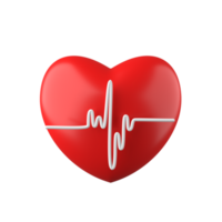 Red heart with white pulse line icon. 3D Render. png