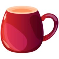 Red mug for coffee and tea. Kitchenware, kitchen utensil.  Cartoon icon for food apps and websites png