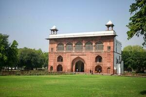 Architectural details of Lal Qila - Red Fort situated in Old Delhi, India, View inside Delhi Red Fort the famous Indian landmarks photo