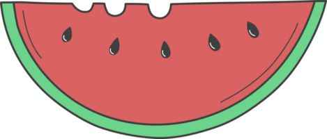 Doodle sliced watermelon isolated on transparent background. png