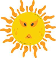 Cute Sun with sunshine. Isolated illustration on transparent background. png