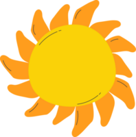 Doodle Sun cartoon.  Illustration isolated on transparent background. png