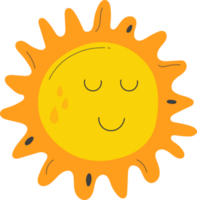 Cute Sun with sunshine. Isolated illustration on transparent background. png