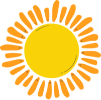 Doodle Sun cartoon.  Illustration isolated on transparent background. png