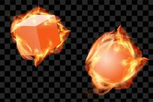 fire flames set. orange fireball isolated vector illustration