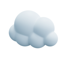 Light white 3d cloud icon cute rendering. Render soft round cartoon fluffy cloud icon shape illustration isolated transparent png background