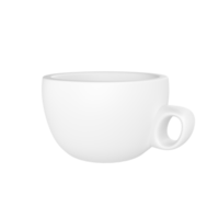 3d foto realista blanco taza icono Bosquejo representación. diseño modelo para burlarse de arriba. cerámico limpiar blanco jarra con un mate efecto aislado transparente png antecedentes