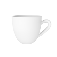 3d foto realista blanco taza icono Bosquejo representación. diseño modelo para burlarse de arriba. cerámico limpiar blanco jarra con un mate efecto aislado transparente png antecedentes