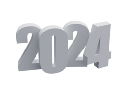 realistisch 3d Silber Zahlen 2024 isoliert transparent png. glücklich Neu Jahr und fröhlich Weihnachten Ferien Gruß Karte Konzept zum Netz, drucken Design Element png