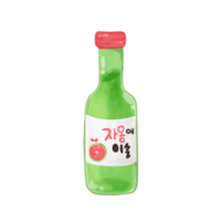 Soju watercolor drinks from Korea food elements png