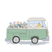 Car with flower elements png