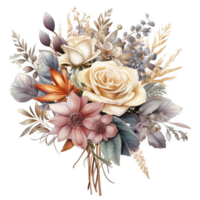 aquarelle mariage bouquet autocollant. ai génératif png