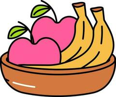 Fruits Basket WIth Apple and Banana. vector