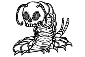 Coloring of Centipede Demon Monster With Skeleton Head Illustration png