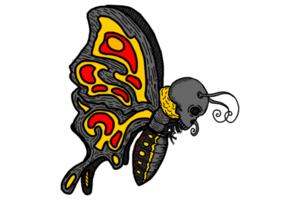 vlinder demon beest monster met skelet hoofd illustratie png