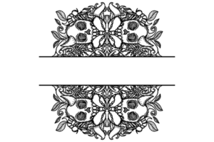 Scorpion with Demon Skull Head Ornament Border Design png