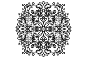 Centipede With Demon Skull Head Ornament Border Design png