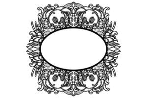 Centipede With Demon Skull Head Ornament Border Design png