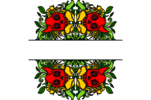 Scorpion with Demon Skull Head Ornament Border Design png