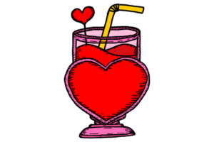 Valentin - fraise jus avec l'amour en forme de verre png