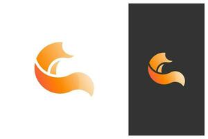 modern minimal fox logo design with gradient color vector