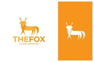 simple minimal fox logo design illustration vector