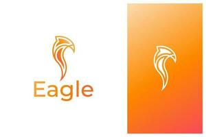 simple minimal modern outlined eagle head logo design illustration with gradient color vector