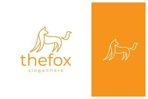 simple fox logo design illustration in outline style vector