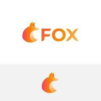 modern minimal fox head logo design with gradient color vector