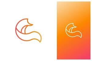 simple minimal modern fox logo design illustration with gradient color in outline style vector